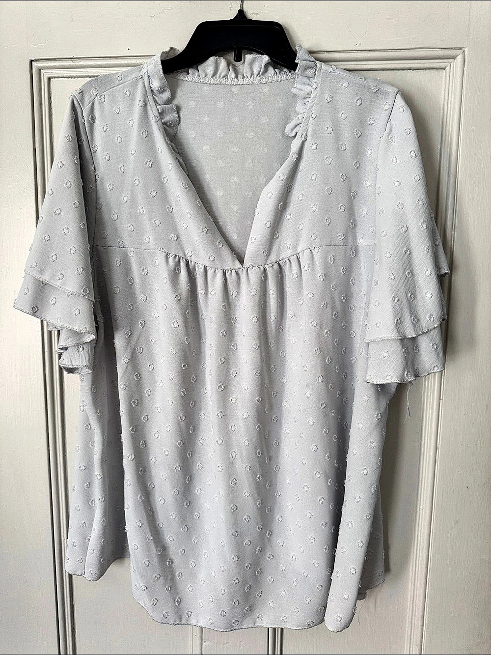 White Eyelet Ruffle Blouse Like New